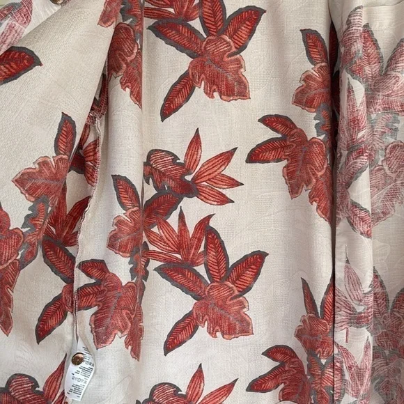Tommy Bahama Reverse Print 100% Silk Camp Short Sleeve Casual Button Down size L